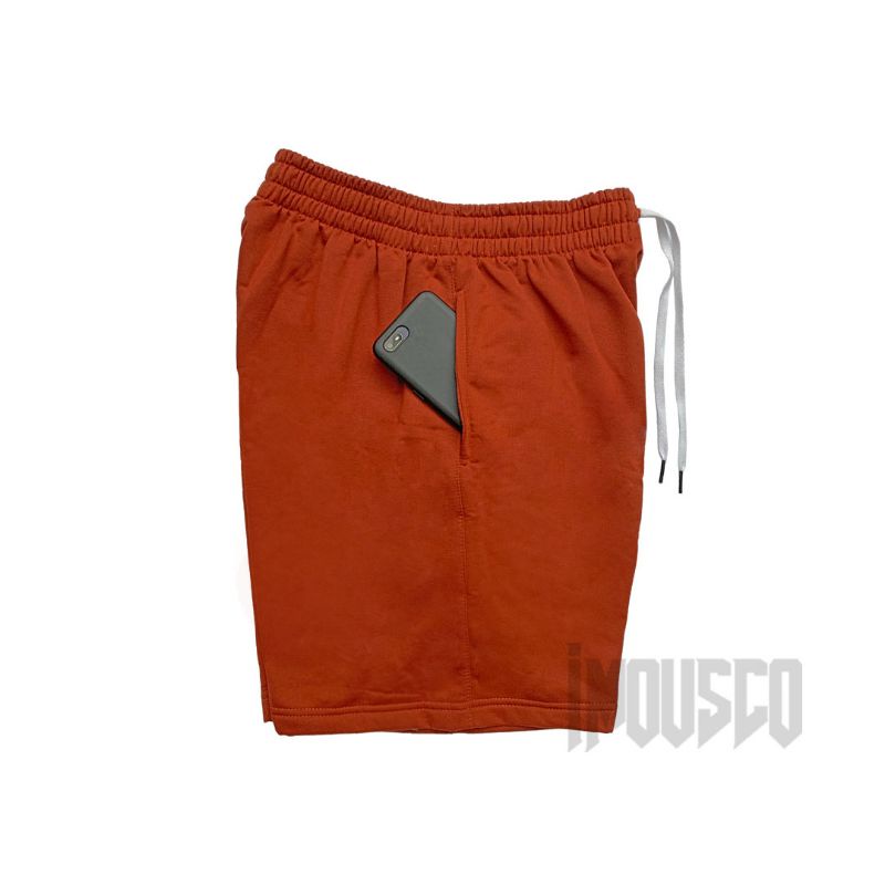 Imous.co Celana pendek boardshort fleece tebal merah bata