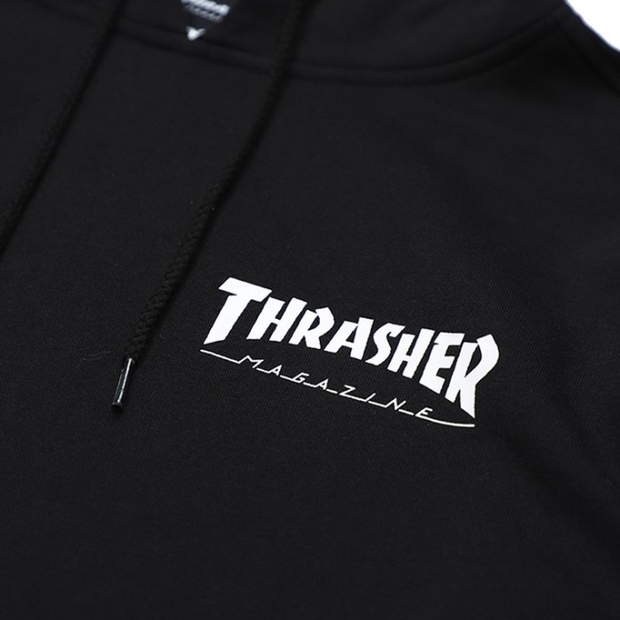 Thrasherr Japan Licensed Flame Hooded Black