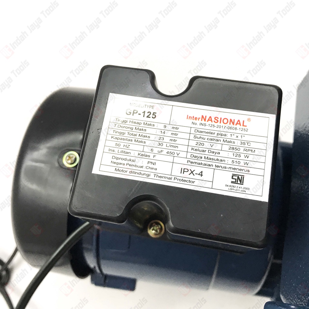 INTER NASIONAL GP-125 Mesin Pompa Air Dorong 125 Watt Listrik Booster