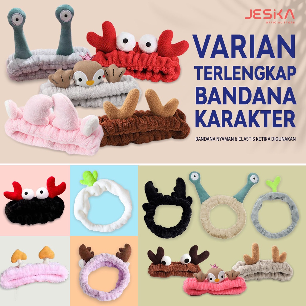 Bandana masker mandi import cewek dewasa lucu kekinian motif rusa pinguin mata kepiting tanduk rusa