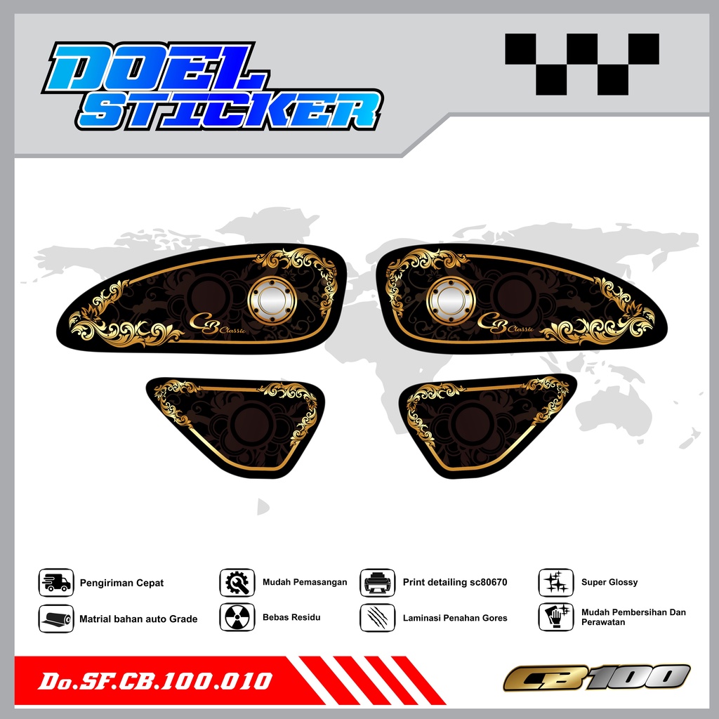 Sticker Striping Honda CB 100 List Variasi Hologram , Crome Doel  010