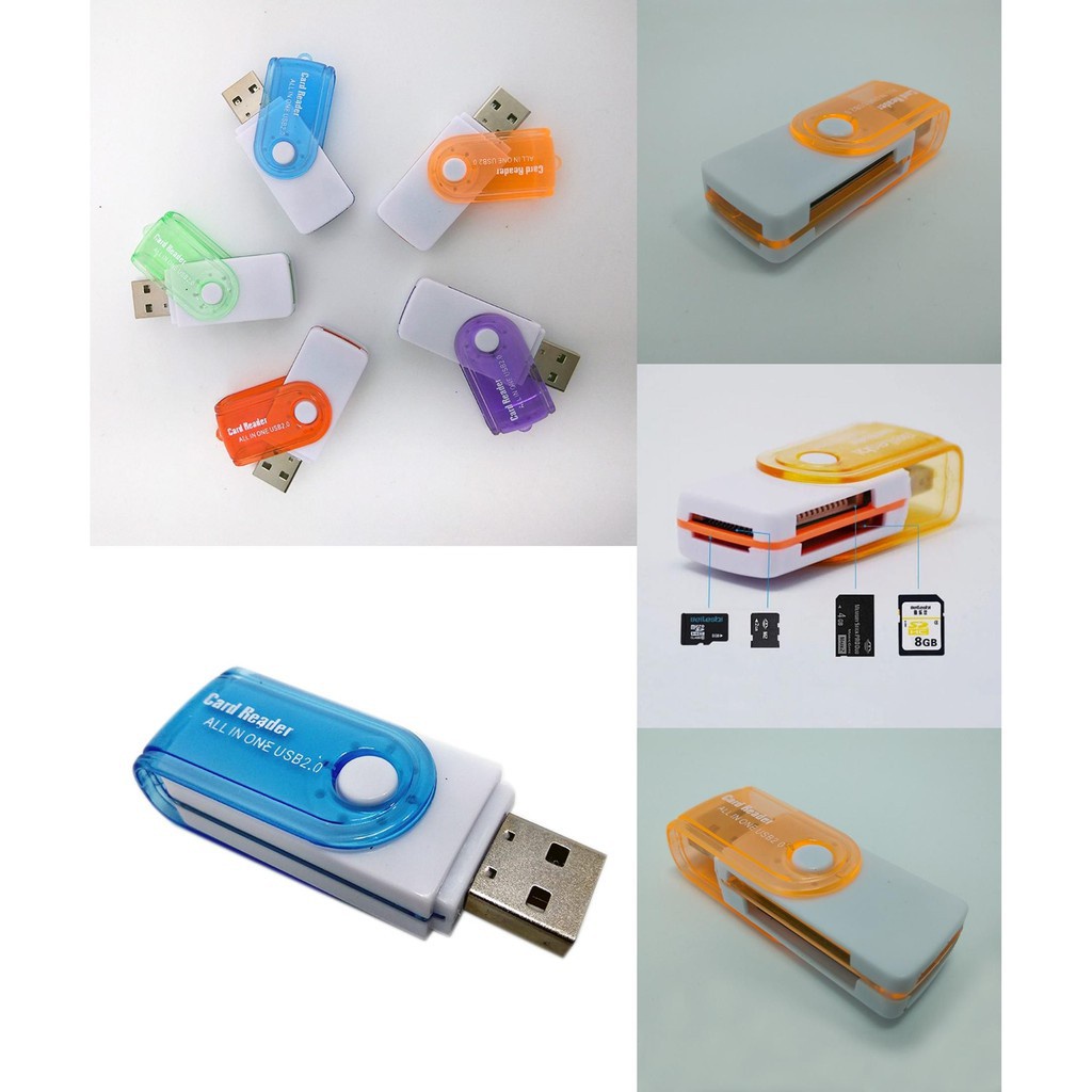 Card Reader All in One ( 4in1 ) Multi Memory Converter To Flashdisk 4 slot model putar serbaguna