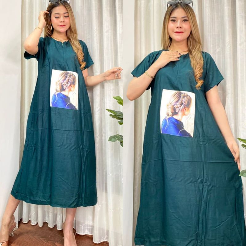 [BISA COD BAYAR DIRUMAH] NEW DASTER MIDI GAMBAR WOMEN // DRESS KAYLA BLINK EMBLEM TEMPEL