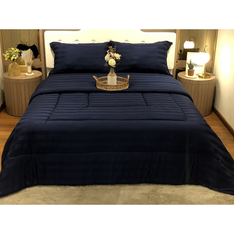 Jual Sleep Buddy Bed Cover Only Salur Navy Lyocell Jacquard King Size