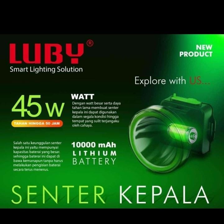 NEW model senter kepala luby 45 watt terang l 2881 cahaya putih