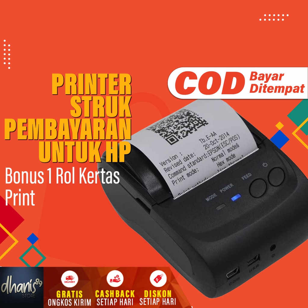 Mobile Printer Thermal Prin Mini Hendphone HP Android Pencetak Nota Stuk Pebayaran Bluetooth Printing Portable