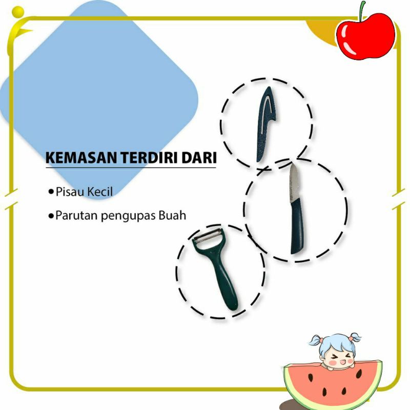 ~ PIYOSHI08 ~ Pisau Buah Set 2in1 Peralatan Dapur Kitchen Peeler Fruit Knife PD141