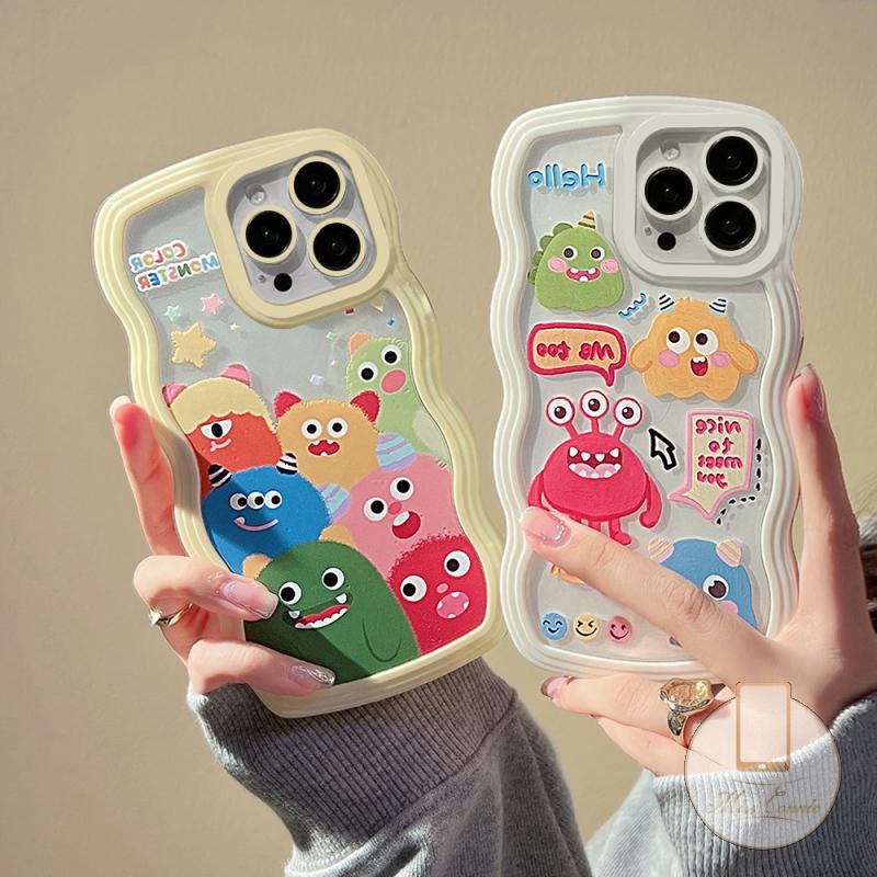 Soft Case TPU Motif Kartun Monster Untuk iPhone 11 14Plus 7 8 6 6s Plus XR 12 13 11 Pro MAX 14 Pro MAX X XS MAX SE 2020