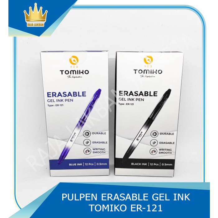

Pulpen TOMIKO ERASABLE / Bisa Dihapus / Gel Ink Pen 0.5 mm - LUSIN - Hitam
