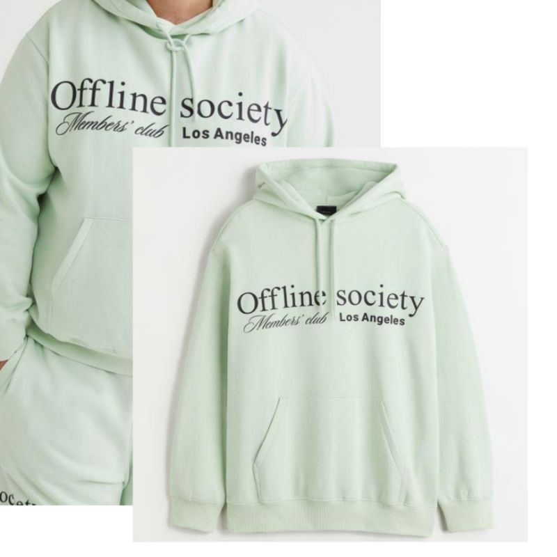 Hoodie MINT GREEN Bigsize (S - XXXXL 6XL) Jaket Jumper Hijau Mint muda OFFLINE SOCIETY Jumbo Oversize Fleece Hnm Hm