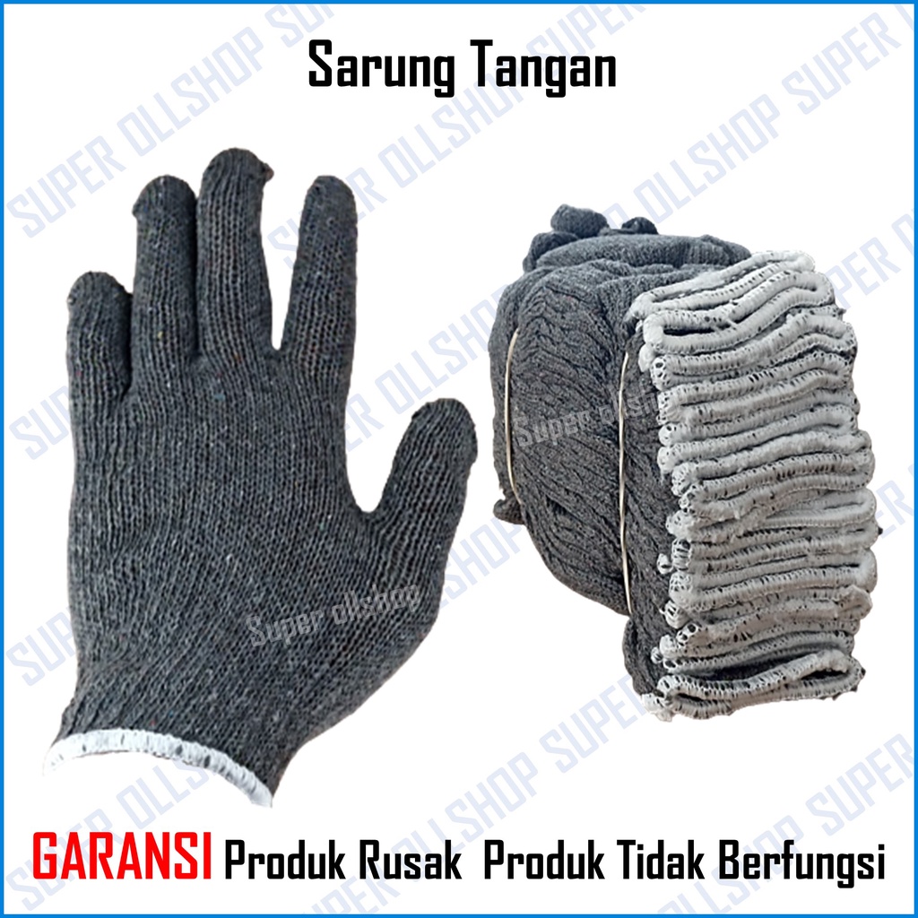 Sarung Tangan Safety / Sarung Tangan Kain Katun Abu Abu Benang Rajut Super