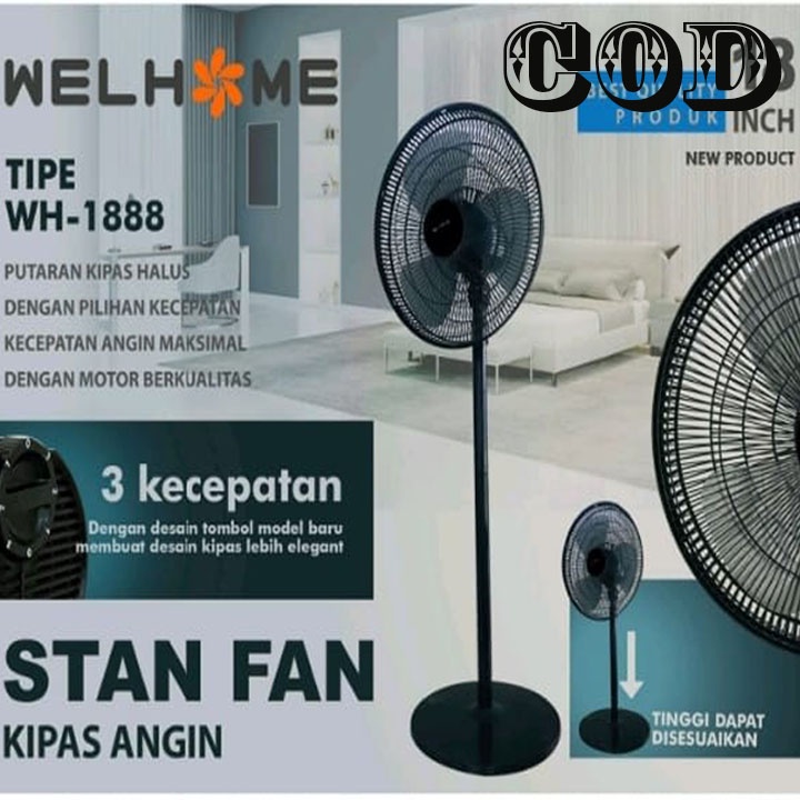 Welhome WH-1888 Kipas Angin 18 inch BERGARANSI RESMI 1 TAHUN MANTAP