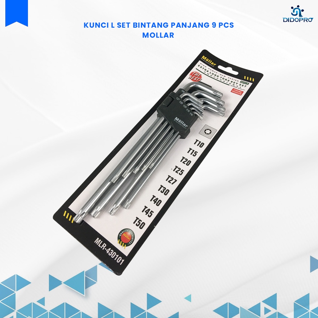 MOLLAR Kunci L Set 9 PCS Panjang Bintang Torx Key Extra Long