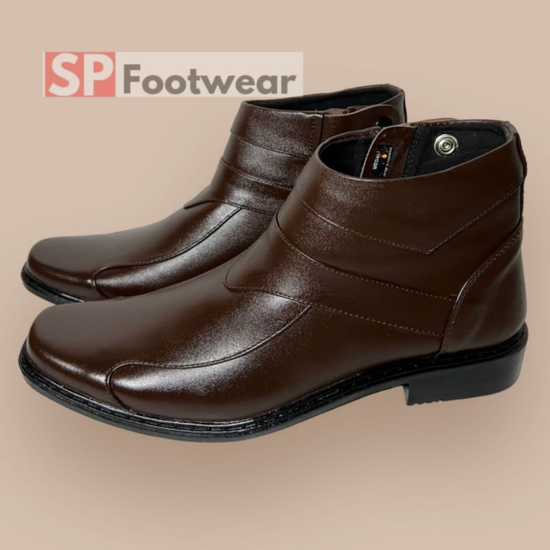 Sepatu kulit PDH Boots Coklat polos Sepatu kulit Pria Sepatu keren