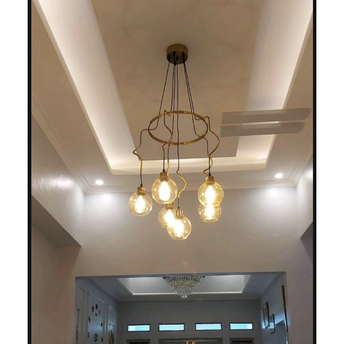 EGLARE JOLIET LAMPU GANTUNG HIAS 6L BRASS/AMBER/ACE PENDANT LAMP JOLIET 6L BRASS/AMBER/ACE LAMPU CEILING VODI/ LAMPU RUANG TAMU/LAMPU RUANG MAKAN/LAMPU AULA/LOBBY MEWAH