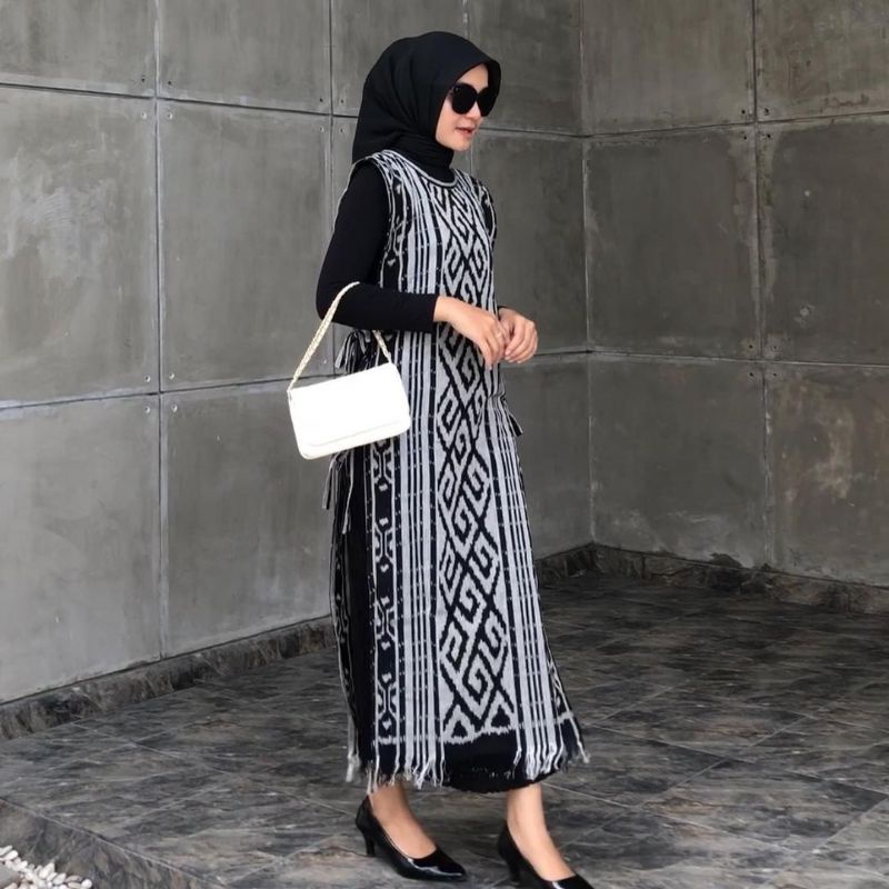Long Vest Outer Tenun Etnik Wanita