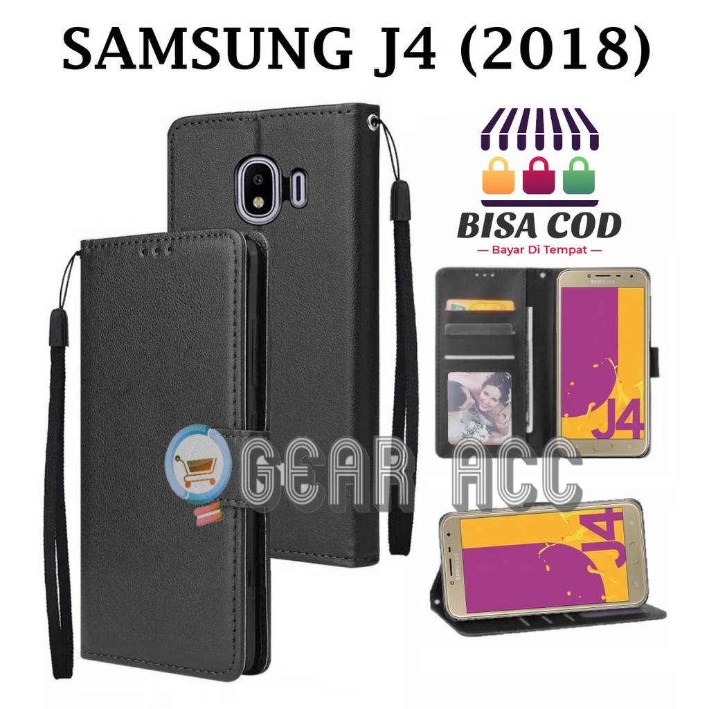 FLIP CASE UNTUK SAMSUNG J4 (2018) - FLIP COVER DOMPET CASING-WALLET LEATHER CASE FLIP SARUNG BUKU FL