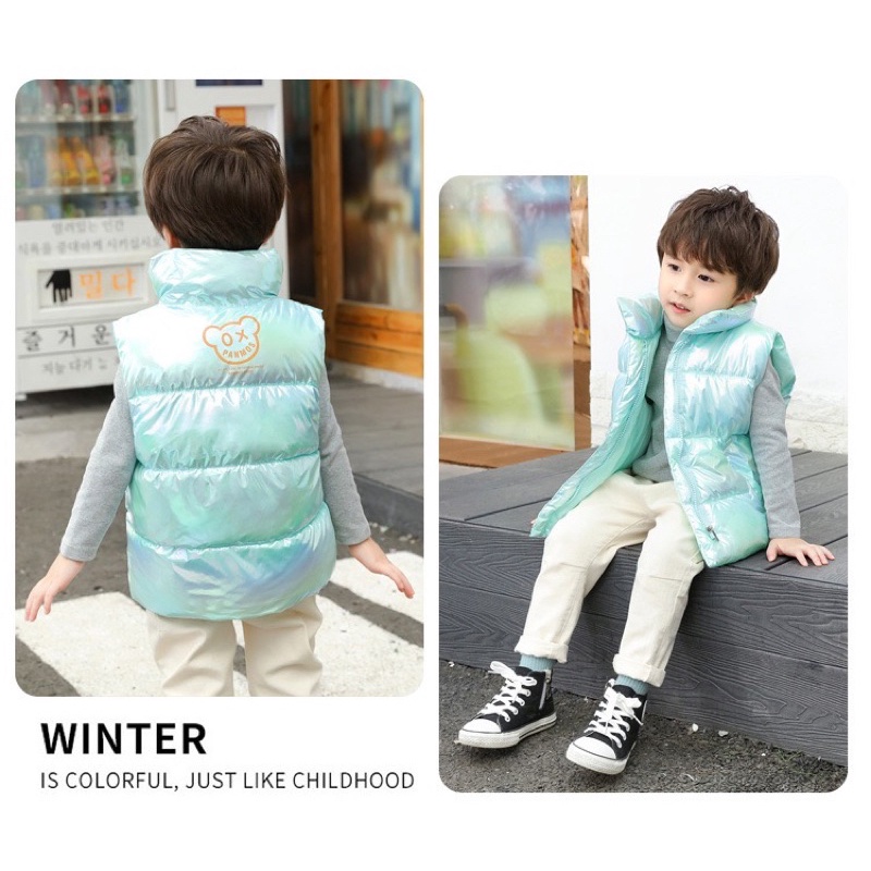 Kids padding vest winter rainbow rompi hangat anak musim dingin jaket atasan cowok cewek import gunung