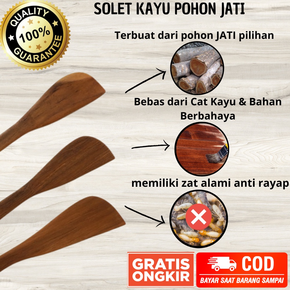 Solet Kayu Jati Coklat Perlengkapan Peralatan Dapur Masak Berkualitas Tinggi