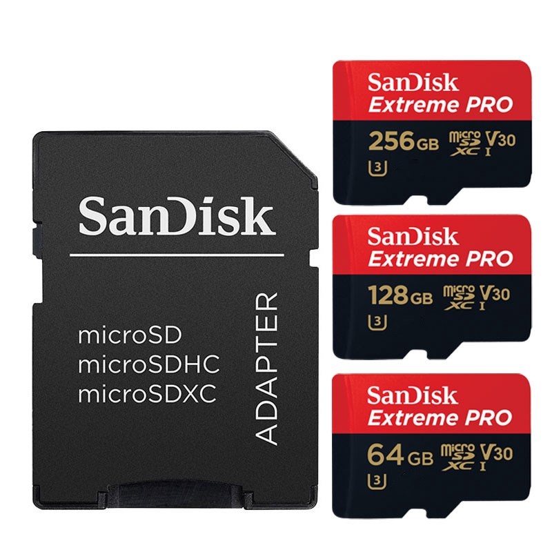 Sandisk Memory Card Microsdxc Uhs-I 64gb 128gb 256gb 512gb 100mb / S Red / Black Color With Adapter