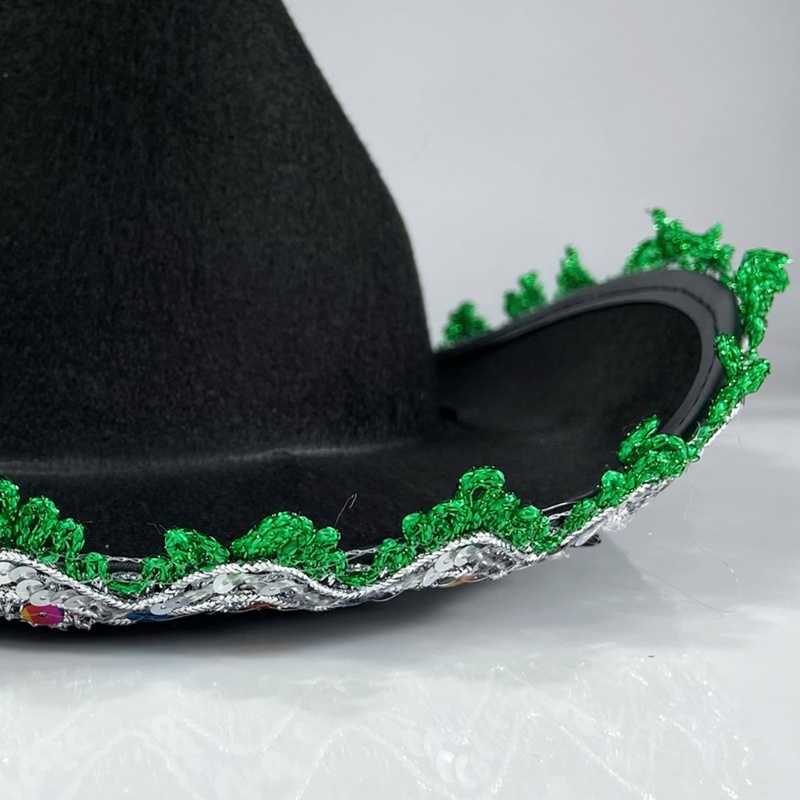 Topi Koboi Pria Dan Wanita Aksen Payet Gaya Vintage Untuk Pesta Natal
