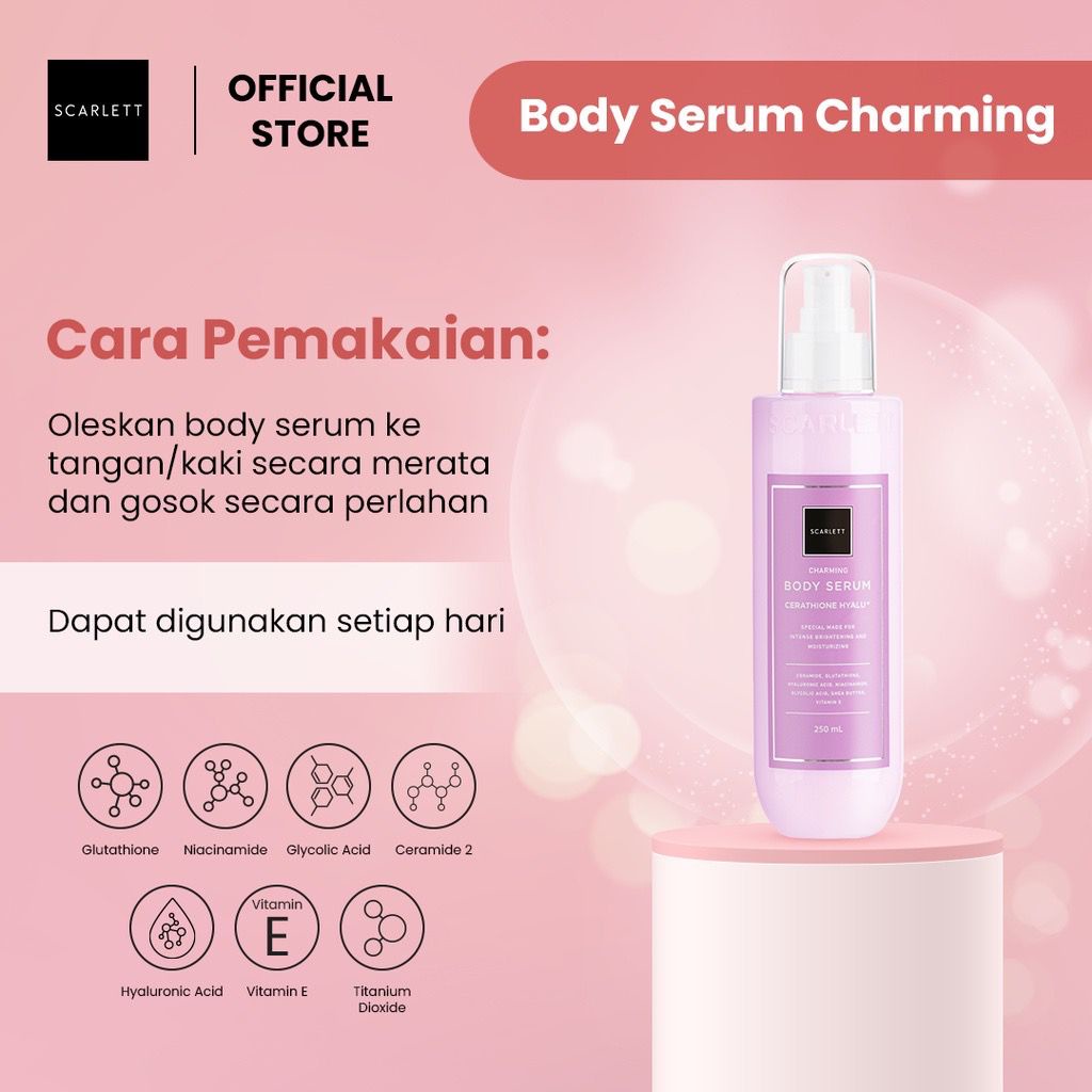 BPOM Scarlett Whitening Charming Series Body Serum Cream Lotion Shower Scrub Pencerah Pemutih Kulit Badan