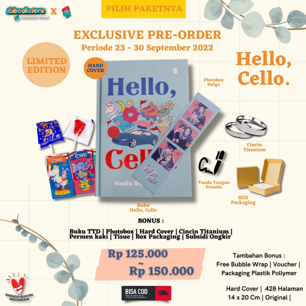 [ READY STOK ] Novel Hall of Friends : Monolog Rifan / Hello Again Cello / Hello Cello / Hilmy Milan / The Camarro - Nadia Ristivani/Ijo Script