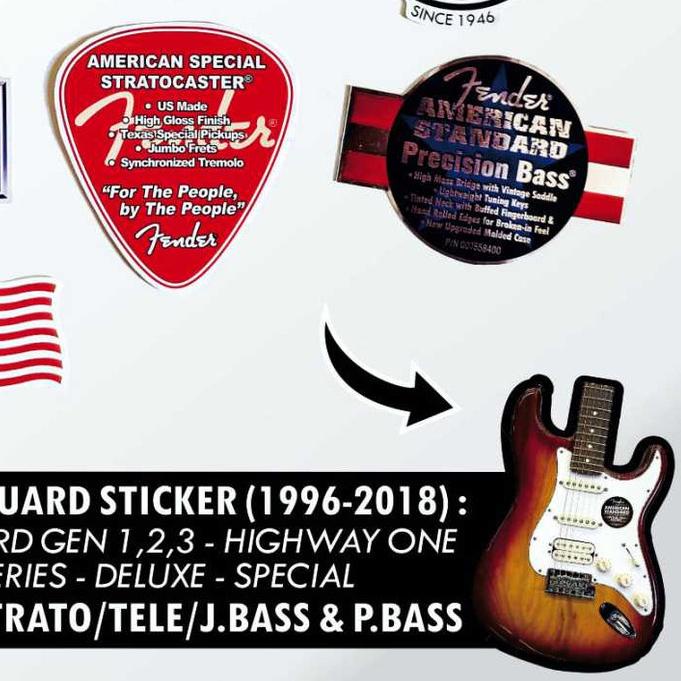 Fender USA Sticker Pickguard Gitar dan Bass Set Stiker Pickguard