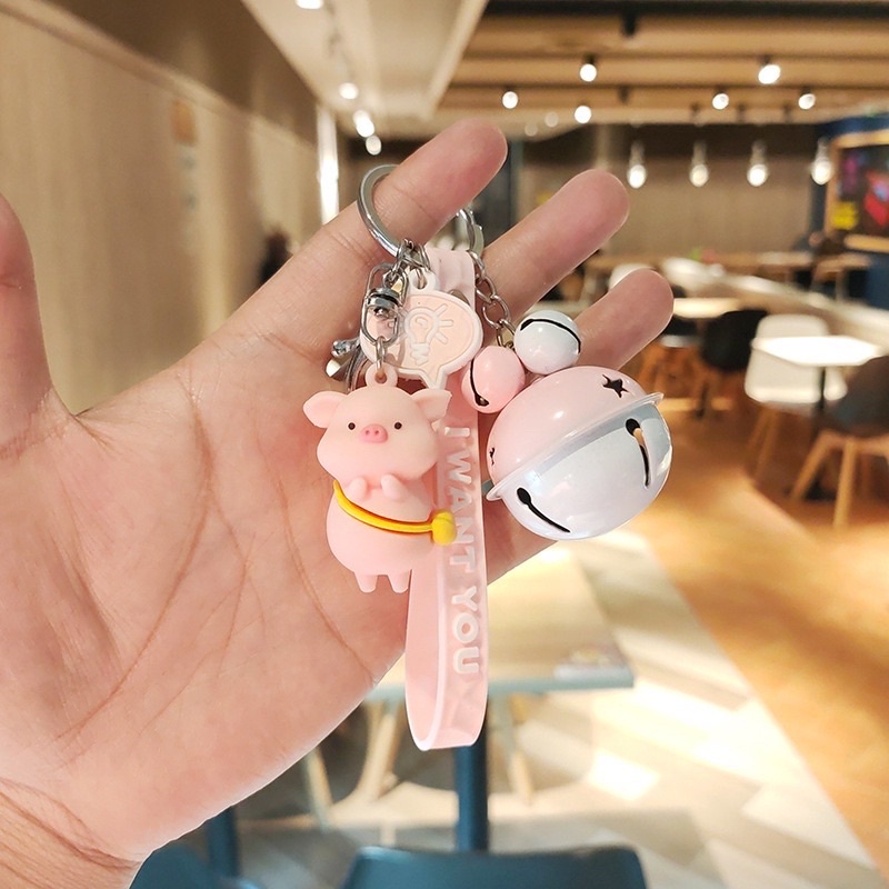 SERBI Keychain Animal Gantungan Kunci Hewan Gantungan Kunci Bentuk Binatang Kartun Seragam keamanan boneka beruang pasangan liontin lucu rantai gantungan kunci Bahan Silikon Tahan Air MBT315