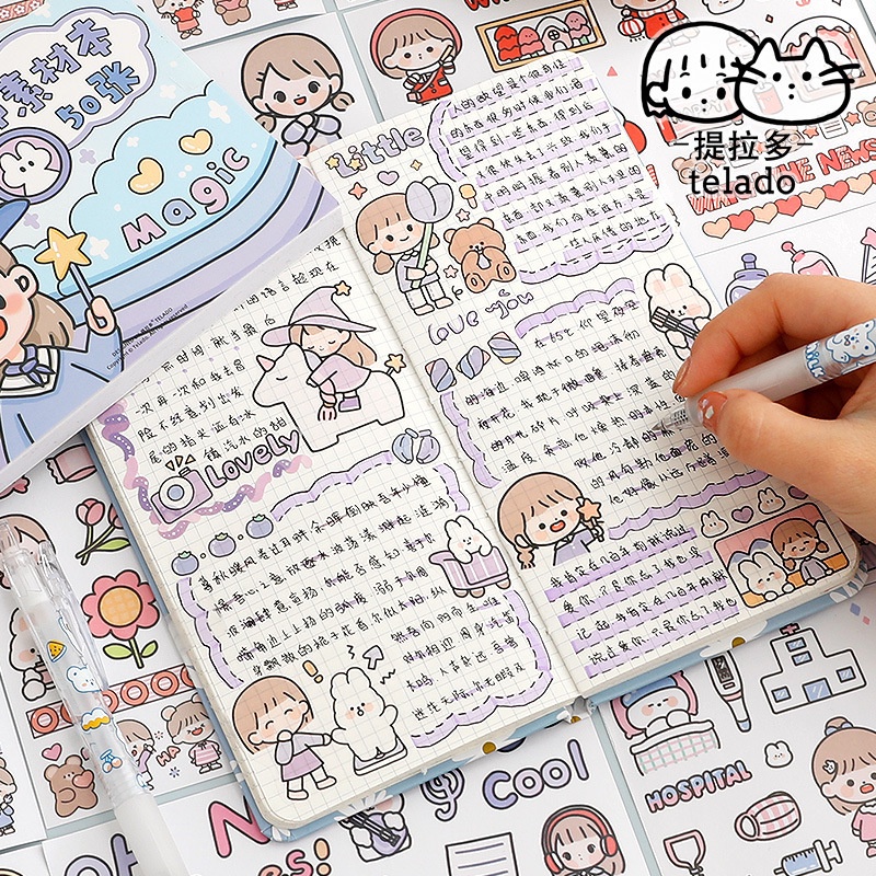 PAOPAO Stiker 1 Pack Cute isi 50 Lembar Character Premium Design