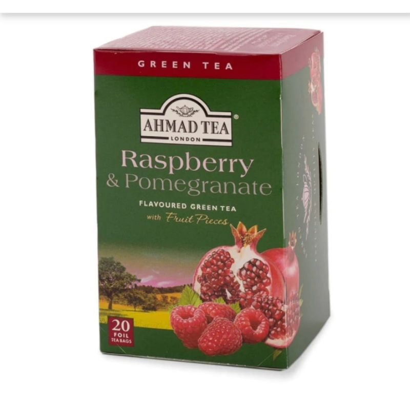 green tea ahmad tea raspberry 1 box pomegranate/teh london