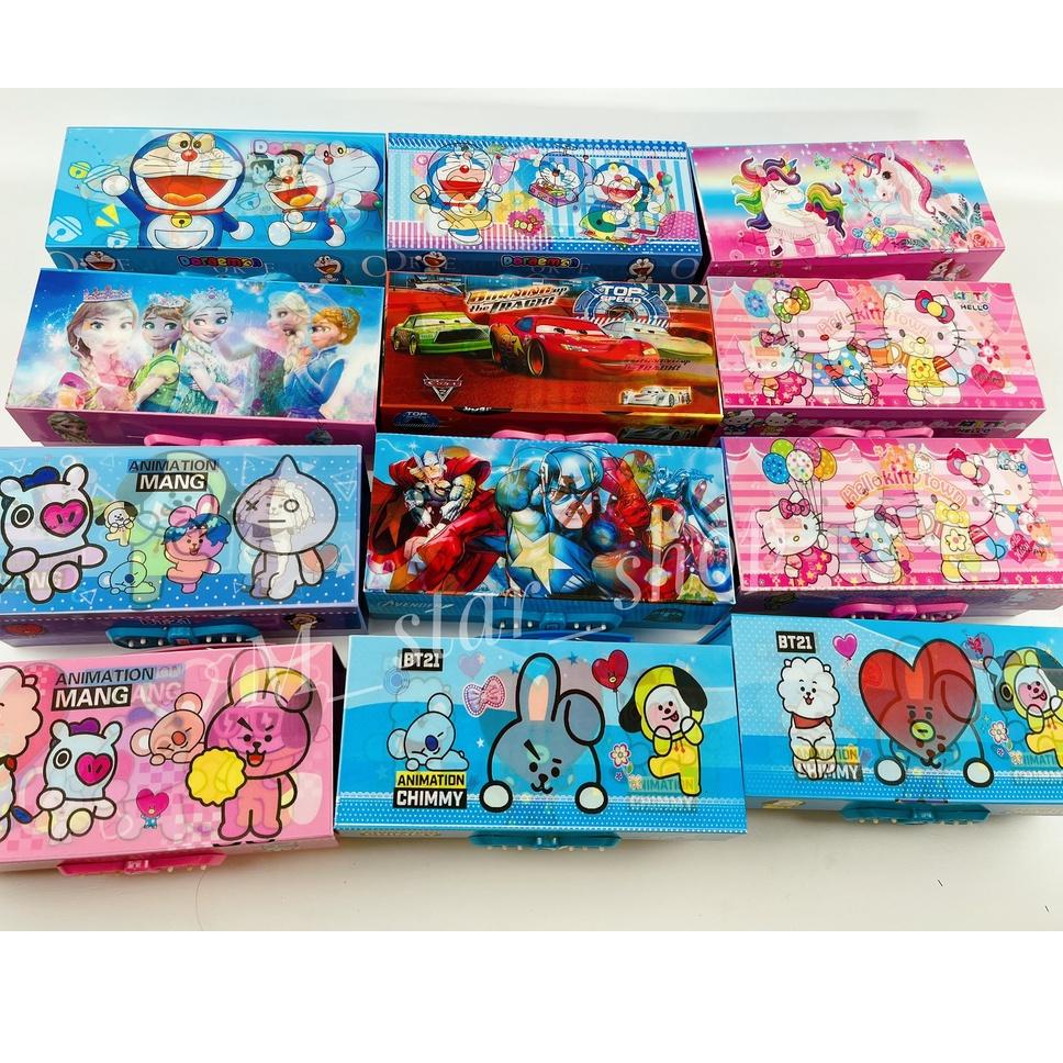 

[PRODUK L7ETG] kotak pensil KODE 3 TINGKAT metalik 3dimensi/3D3susun/pencil case password/kotak pin/karakter anak A77