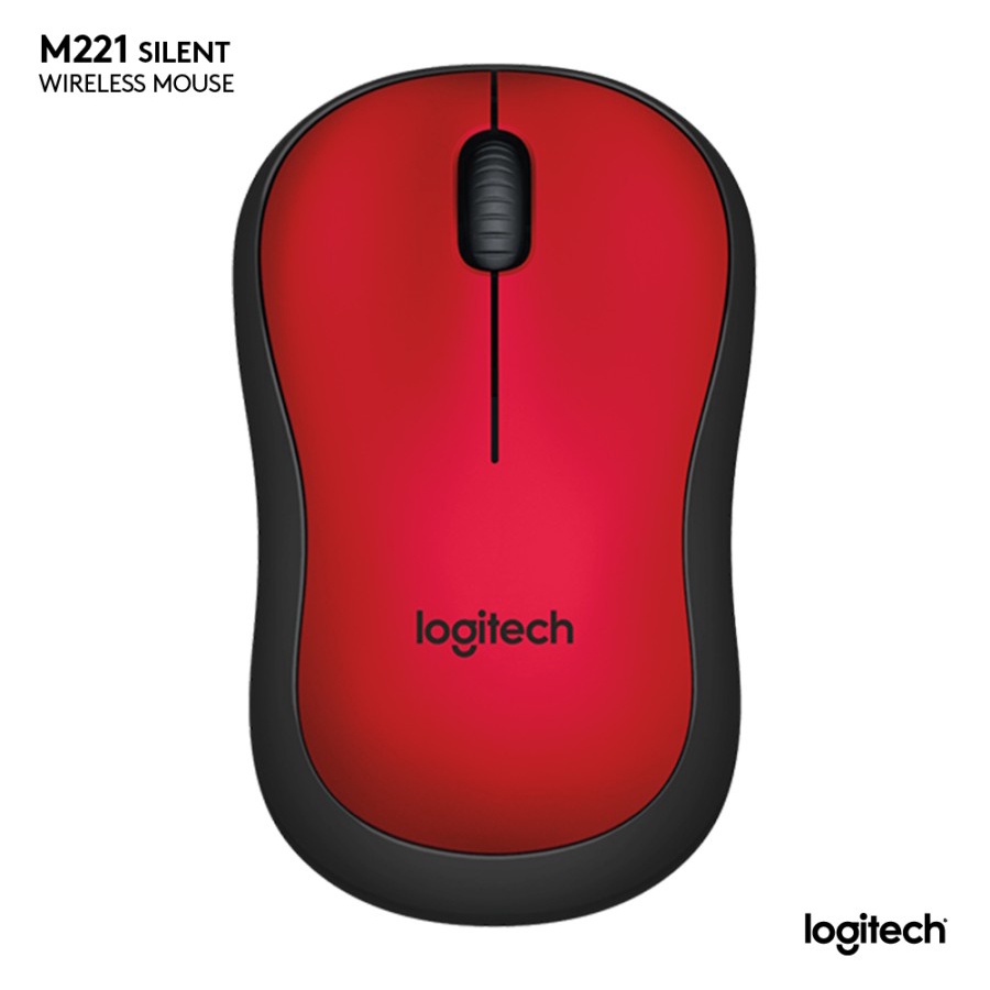 Red Mouse Logitech M221 Wireless Silent Click, Red - Garansi Resmi ORIGINAL 100%