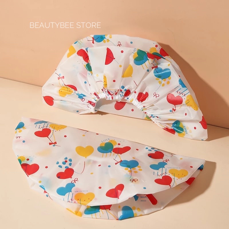 SHOWER CAP LOVE 3 WARNA PREMIUM (C0856)