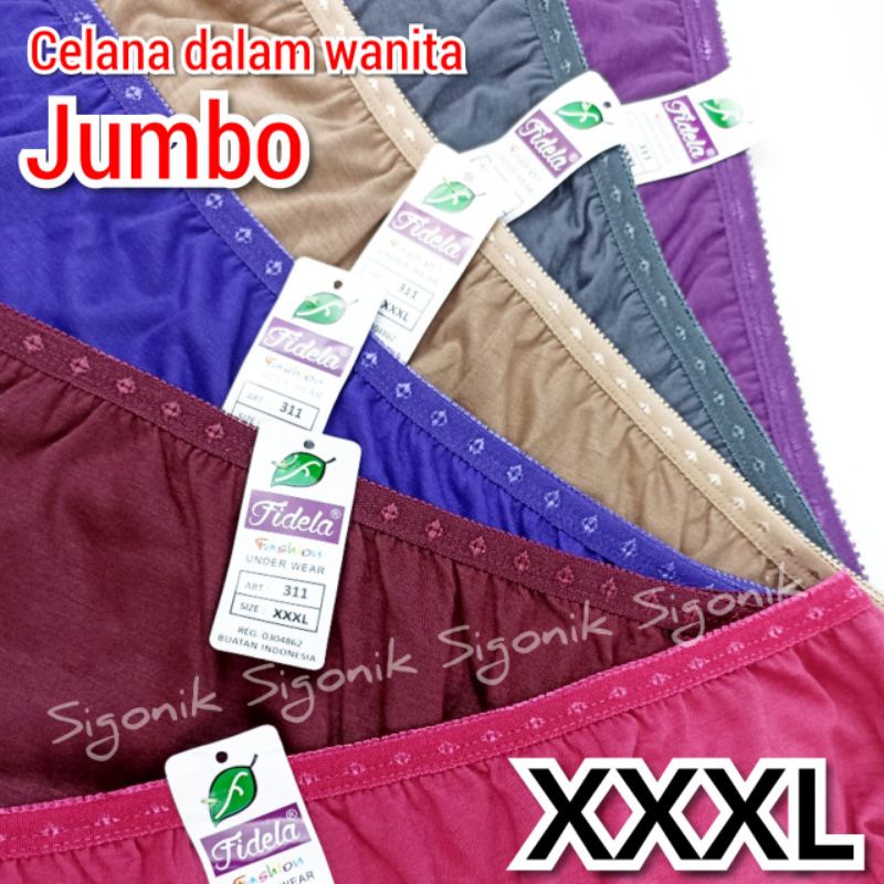 CD Celana Dalam Wanita Dewasa Jumbo FIDELA XXXL 3XL 4L Big Size Cewek Perempuan Melar Katun Soft Polos Warna Random Sigonik