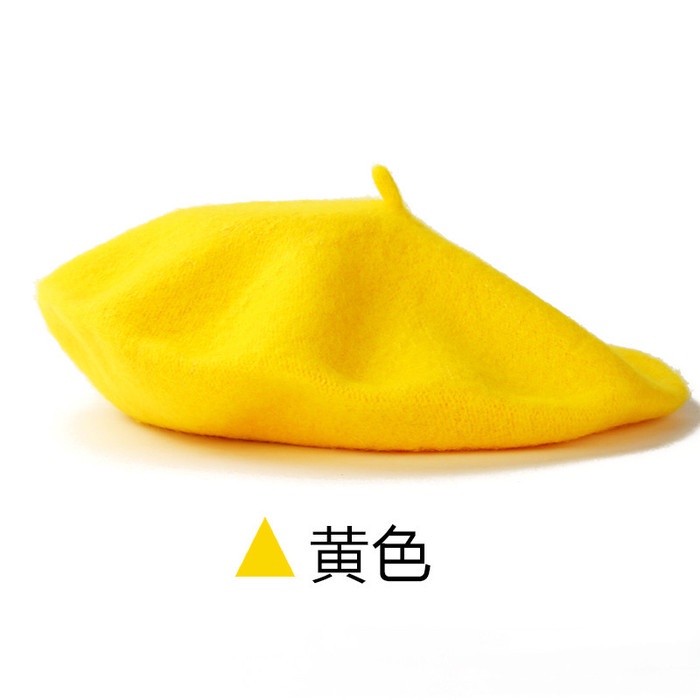 topi pantai wanita BE beret wanita baret mangaka komikus baretta korea japan winter - Kuning Z3I8 to