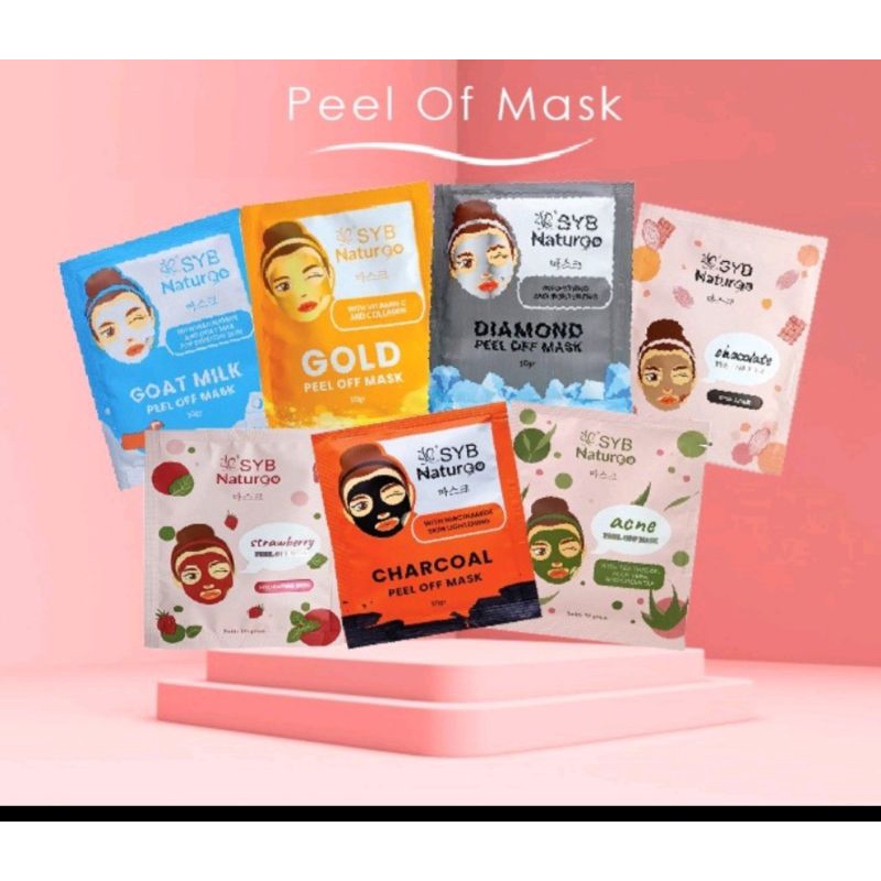 SYB NATURGO Peel Off Mask Sachet | Gold | Diamond | Goat Milk | Charcoal | Acne| Chocolate | Strawberry