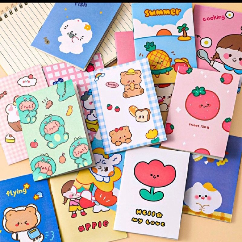 Buku Tulis Mini Cartoon Note Book Kartun Catatan Memo Pad Lucu Anak Sekolah ImporT