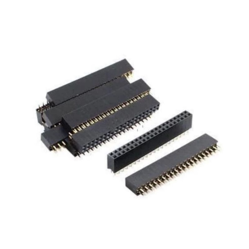 Header Female 2X20 Pin p 40P hitam 2.54mm Double Row Straight 2x20p 2 x 20