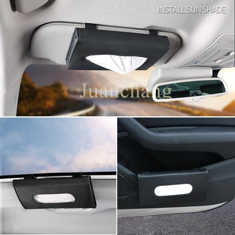 Kotak Tisu Bahan Kulit PU Lembut Untuk Sun Visor Mobil