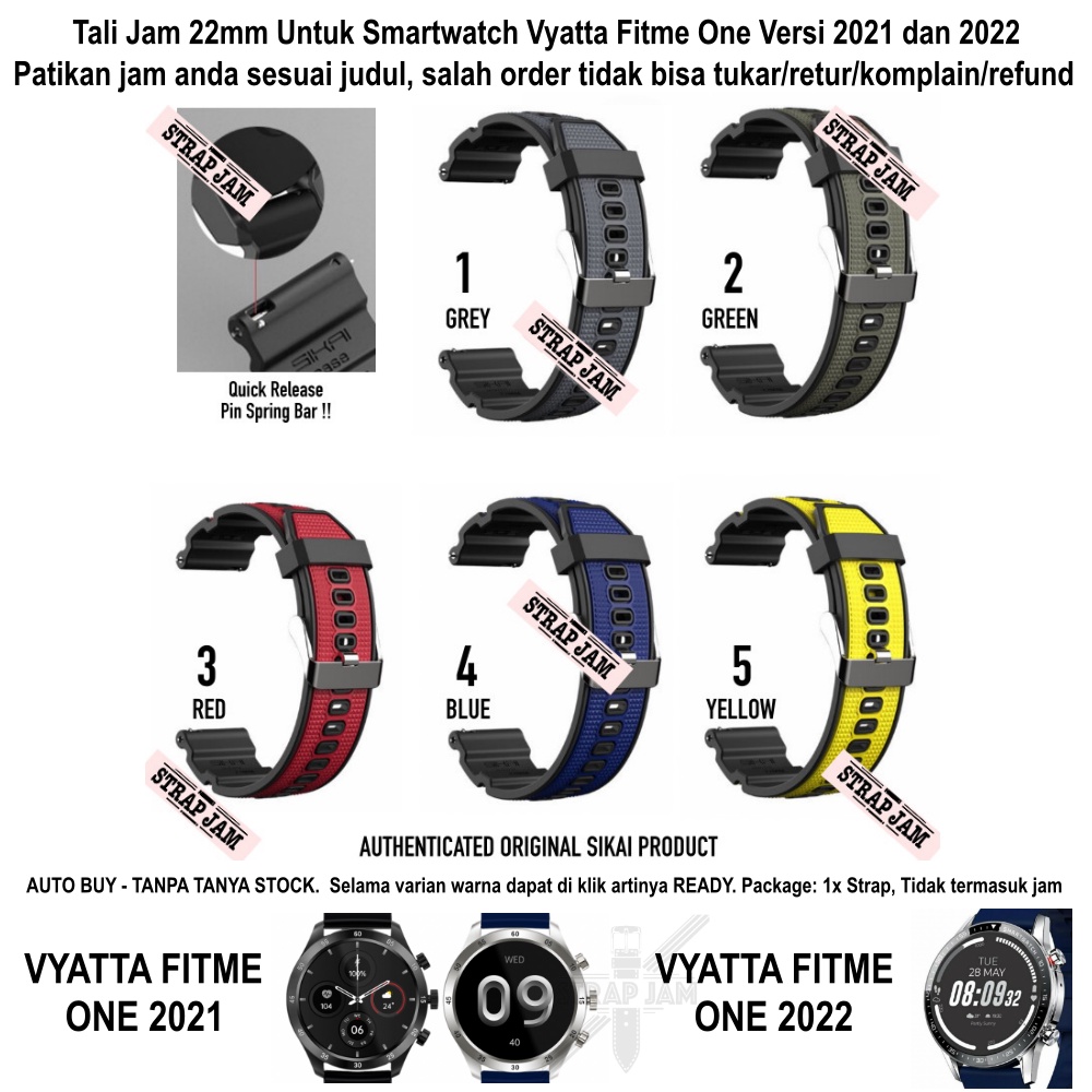 SIKAI Attitude Watch Strap Vyatta Fitme One 2021 2022 - Tali Jam 22mm Rubber Sporty Silikon