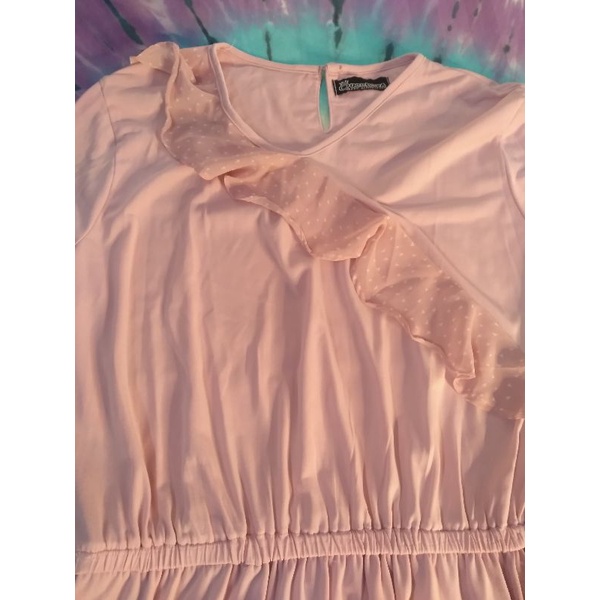 GAMIS/DRESS QUEENOVA PRELOVED WARNA DUSTY PINK LIKE NEW, BARU 1XPAKAI