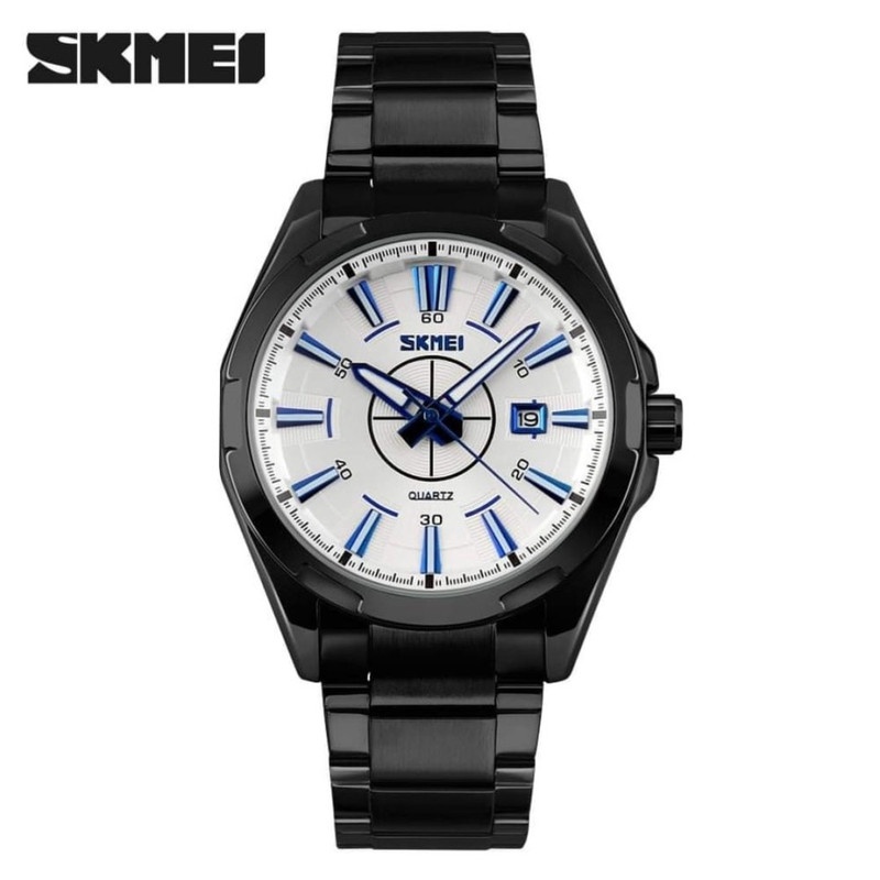 Jam Tangan Pria Men's Watch SKMEI 9118 Digital Analog Tali Stainless Steel