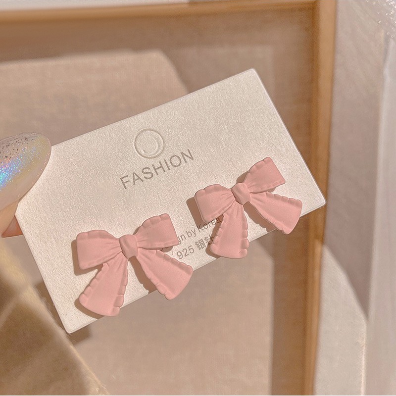 Anting Tusuk Pita Warna Pastel Korean Stud Earrings Import
