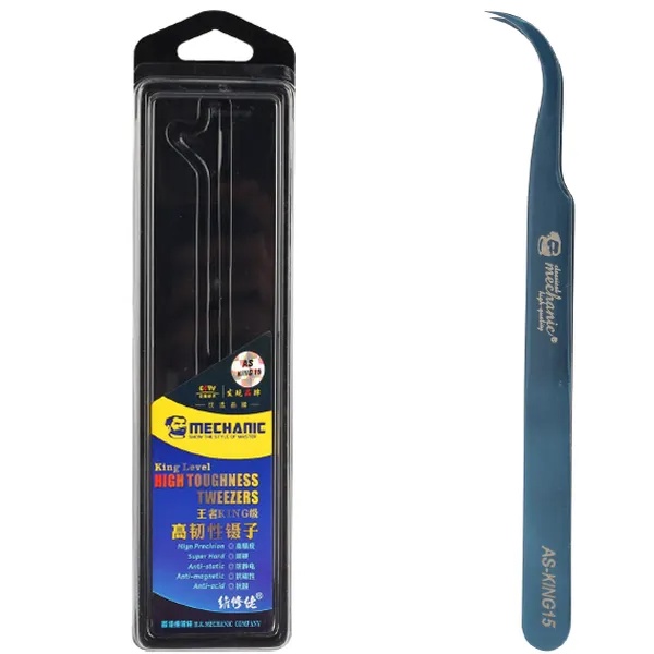 MECHANIC Pinset King AS-King 15 Biru Lurus - Tweezers Blue Straight Original