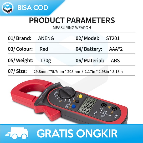 TESTER DIGITAL MULTITESTER ANENG SMART CHIP DATA RETENTION HD SCREEN