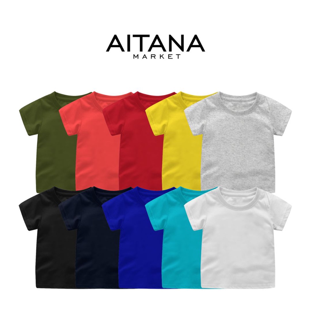 Baju Kaos Polos Lengan Pendek Warna Random Size Bayi Anak Remaja Dewasa Bahan Katun Combed Premium