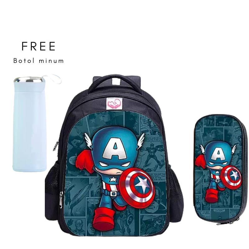 Gudang Tas &gt; Ransel Anak KAPTEN AMERIKA Untuk Anak LAki-laki Perempuan Tas PAUD