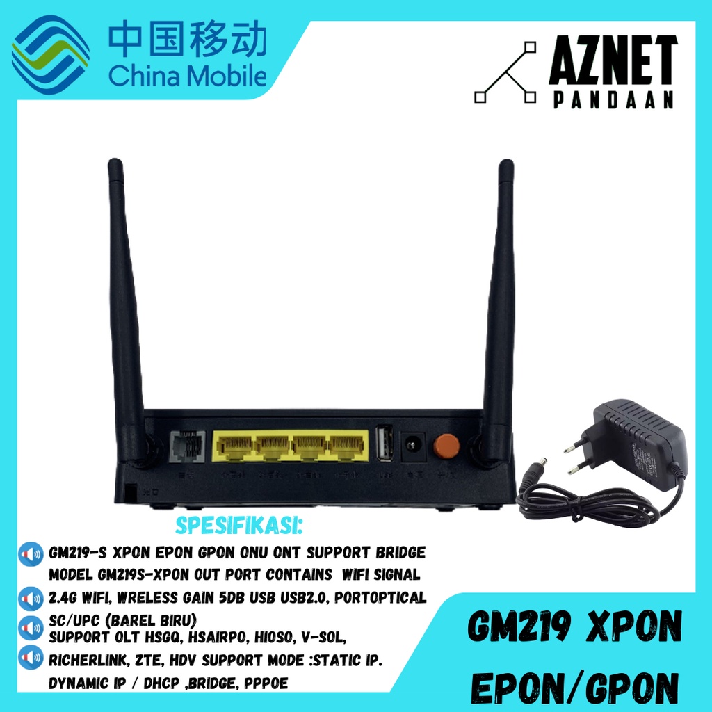 GM219-S XPON EPON GPON ONU ONT SUPPORT BRIDGE INCLUDE ADAPTOR