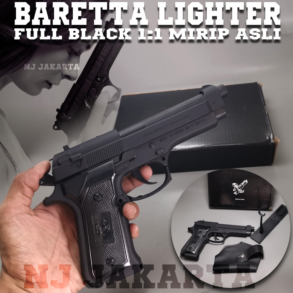 KOREK API PISTOL PLUS SARUNG KULIT SKALA 1:1 MIRIP DENGAN ASLI BISA DI KOKANG API GAS LASER BLUE